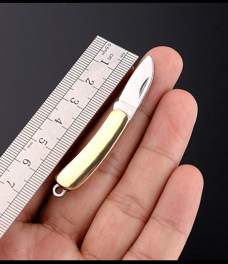 rohde 英吉沙小刀新疆 小刀迷你折叠刀黄铜小刀合法迷你小刀口袋刀