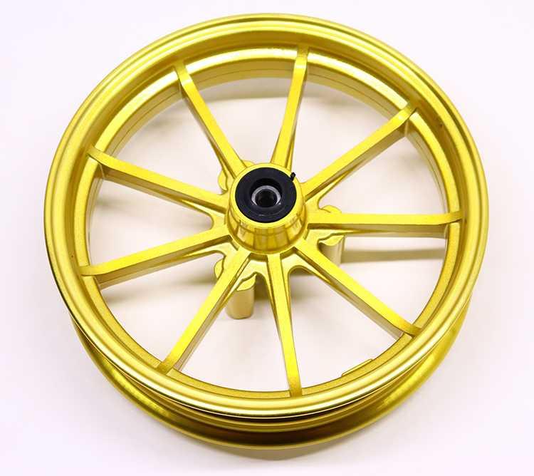 电动车10 12寸九爪轮毂猴子小龟电摩改装铝合金前轮轮圈碟刹 12寸九爪