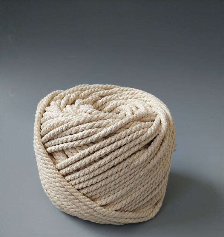 麻绳全棉黑白米色八股绳 棉纱绳 纯棉绳 棉线绳棉麻绳 棉绳子5mm棉绳