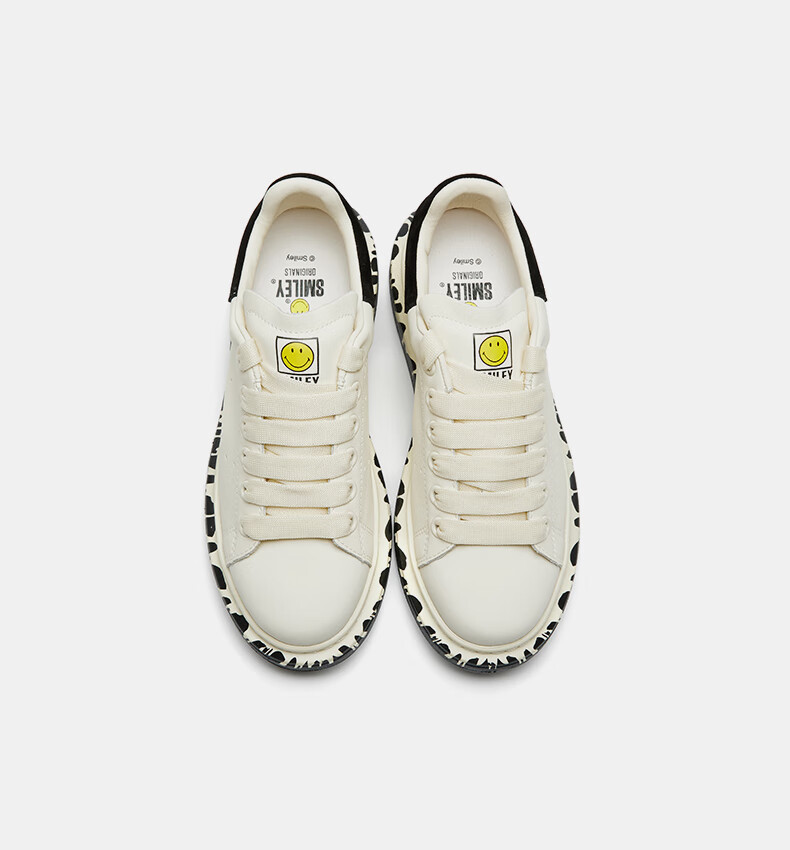 smiley笑脸小白鞋2022春季新款潮流时尚厚底防滑男女同款休闲板鞋白色