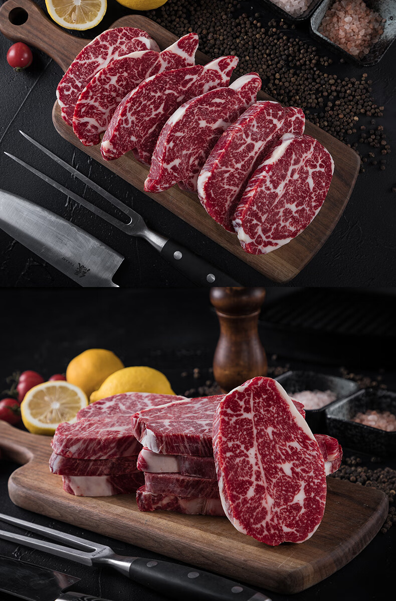 澳洲和牛m6雪花厚切原切牛排安格斯眼肉烧烤肉食材安小离m6雪花牛排
