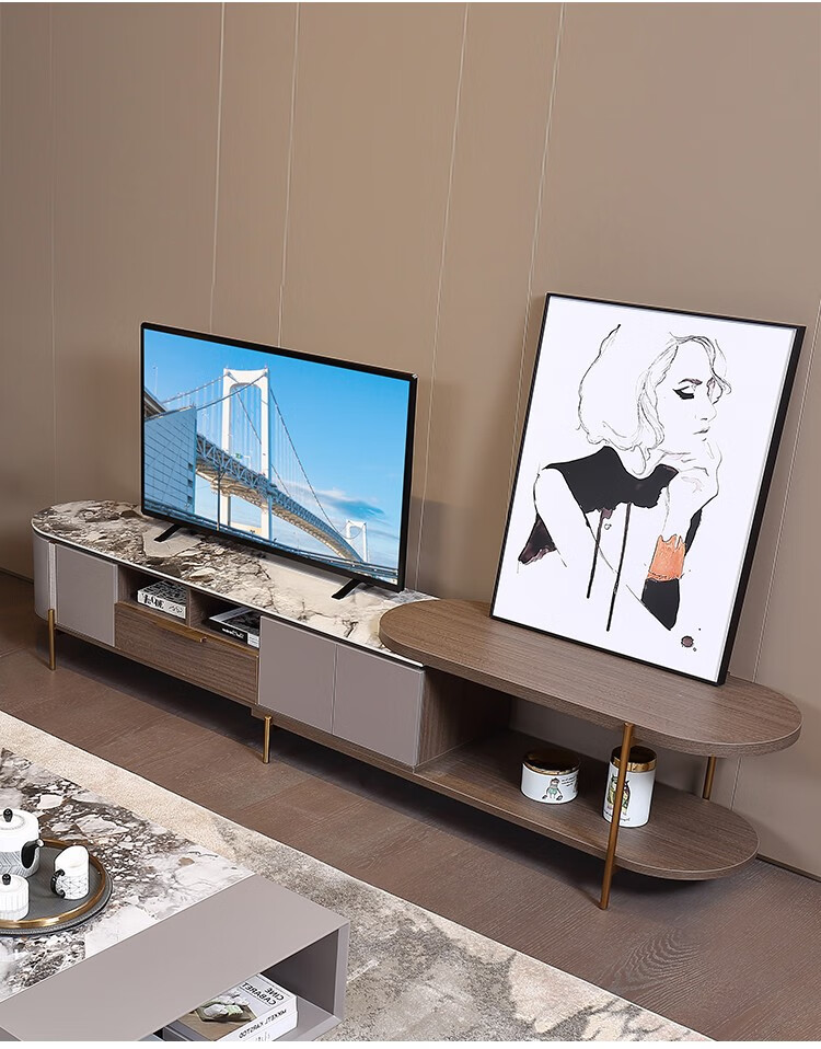 仁豪家居法兰克福现代时尚轻奢简约客厅拉合电视地柜轻奢拉合地柜