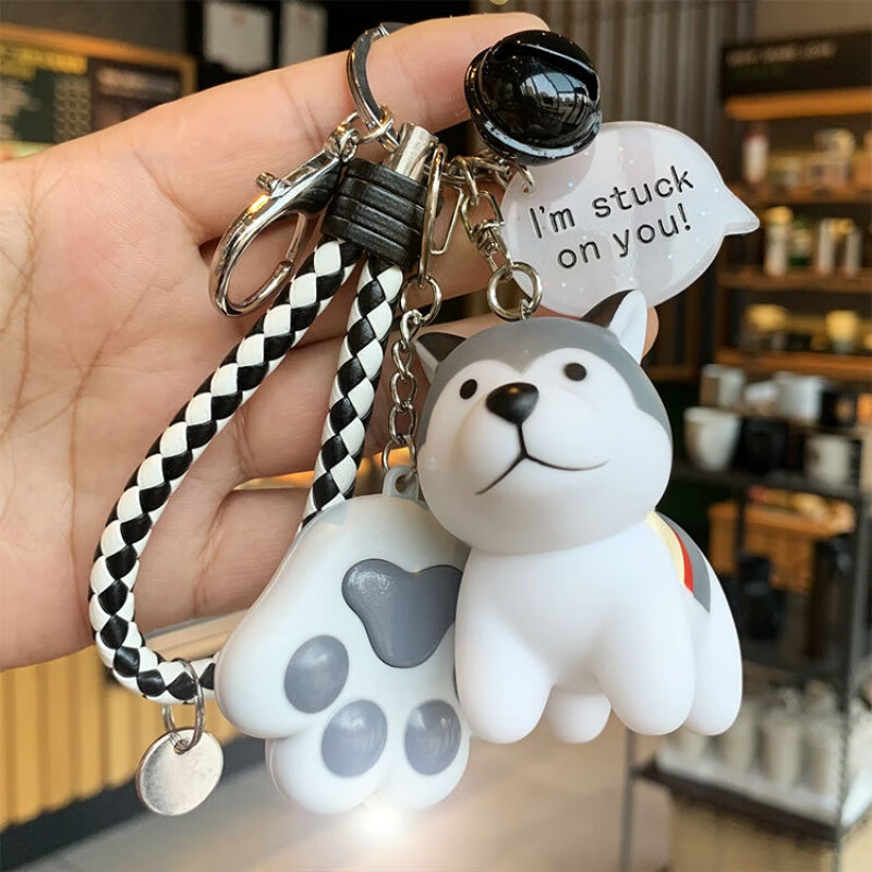 钥匙扣挂件创意钥匙扣可爱阿拉斯加犬雪橇犬狗狗挂件汽车钥匙链圈背包