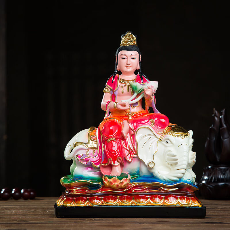 angbao)文殊菩萨佛像普贤普萨摆件居供奉树脂文殊普贤坐骑神像hxm8643