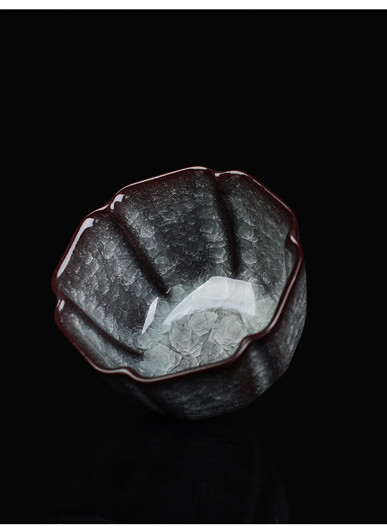 龙泉青瓷名家周光武手工冰裂纹主人杯单杯个人茶盏品茗茶杯花边杯