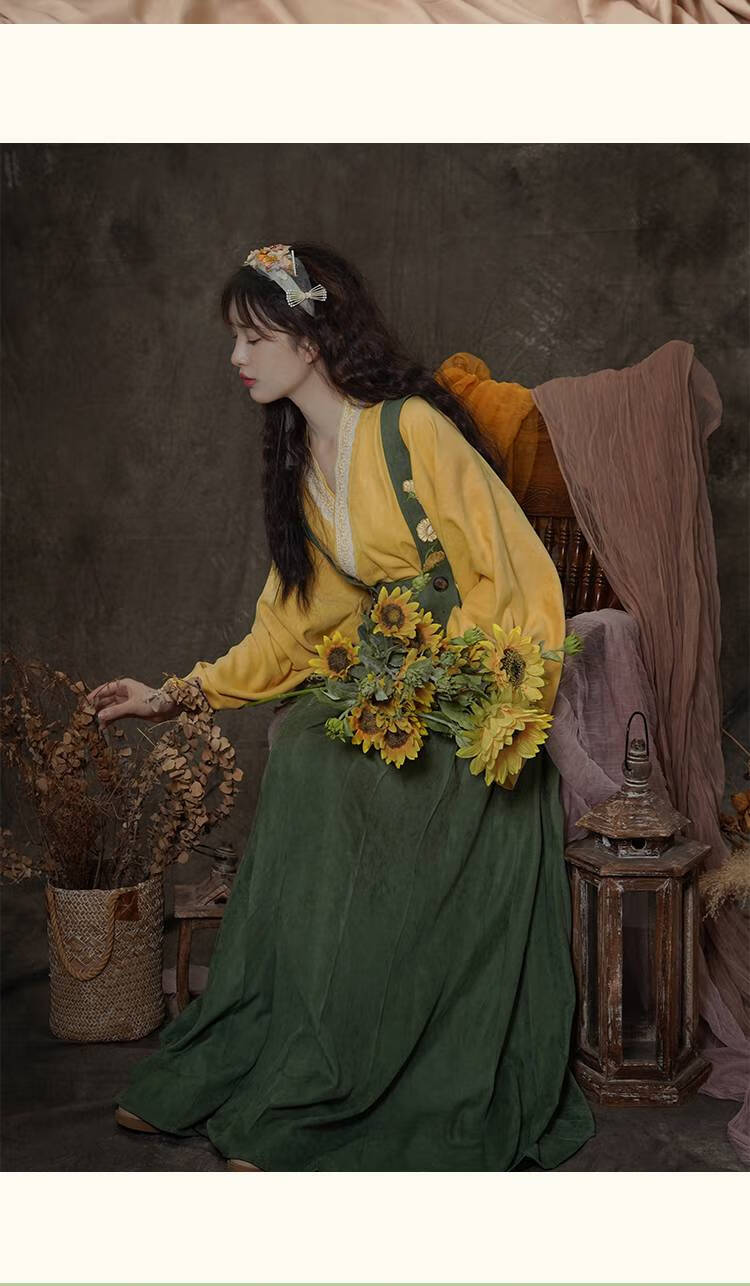 上班穿的汉服靓朵韵改良汉服晋襦春秋工字褶裙背带裙日常上班可穿汉洋