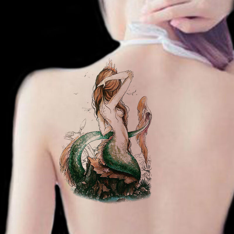 琴怡花臂纹身贴美人鱼性感刺青逼真纹身贴男女防水可卸好贴一张网红
