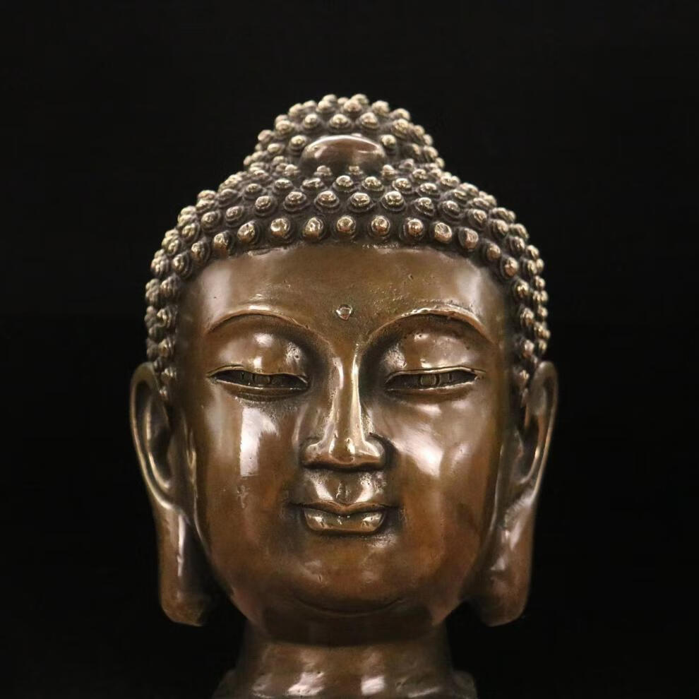 纯铜佛光普照如来佛头桌面摆件铜释迦牟尼佛头客厅家居装饰工艺品 5款