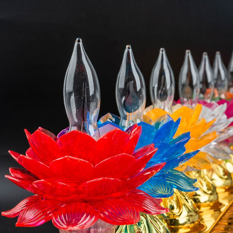 欧映插电电子酥油灯莲花转经筒供佛转经轮供灯座藏传佛教用品三星七星