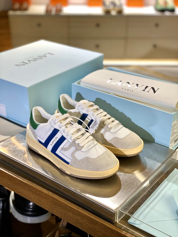【潮流男性】lanvin浪凡鞋浪凡男女鞋复古拼色系带休闲运动鞋平底板男