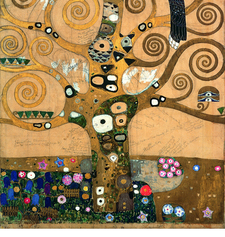 墙装饰画客厅挂画玄关画壁画客厅克里姆特生命之树雅韵铜金装裱12060
