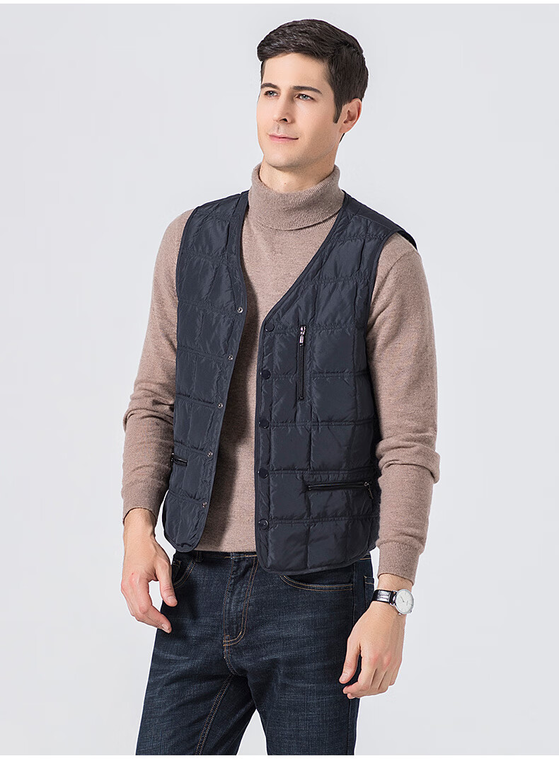 雅鹿中老年羽绒马甲男士休闲马夹冬男式坎肩无袖保暖背心外套秋季