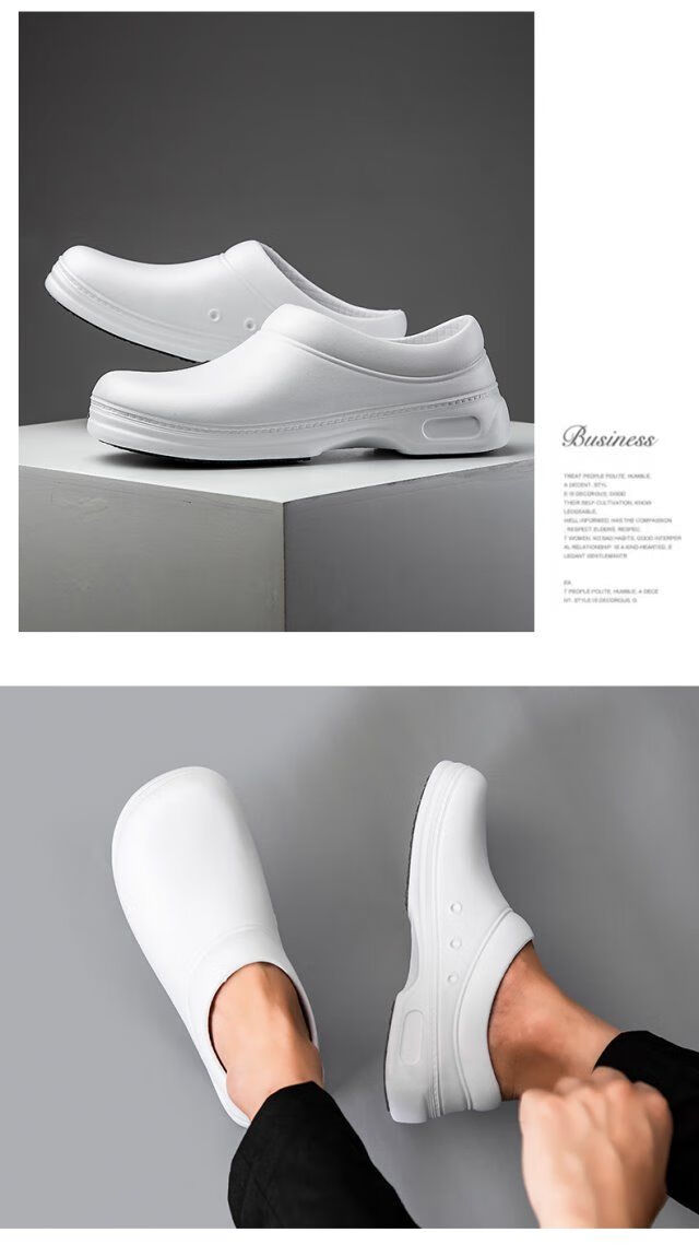 全黑色厨师鞋子男饭店厨房防水防滑防油滑克wako厨师鞋防滑鞋厨房鞋