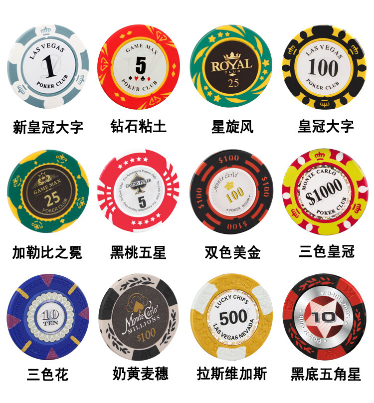 扑克世界德州扑克筹码套装耐摔箱300码片粘土塑料筹码币多款可定制