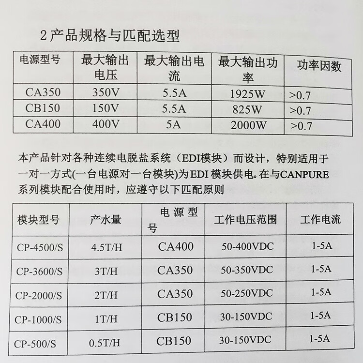 canpure坎普尔edi模块cp1000s膜堆ca350电源电解除盐超纯水设备cp500s