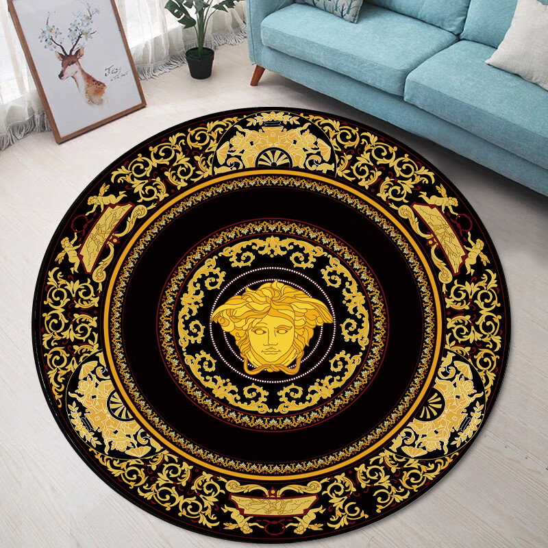 爱马仕橙地毯爱马仕服装店白色橙色圆形地毯拍照直播间吊篮梳妆台椅子