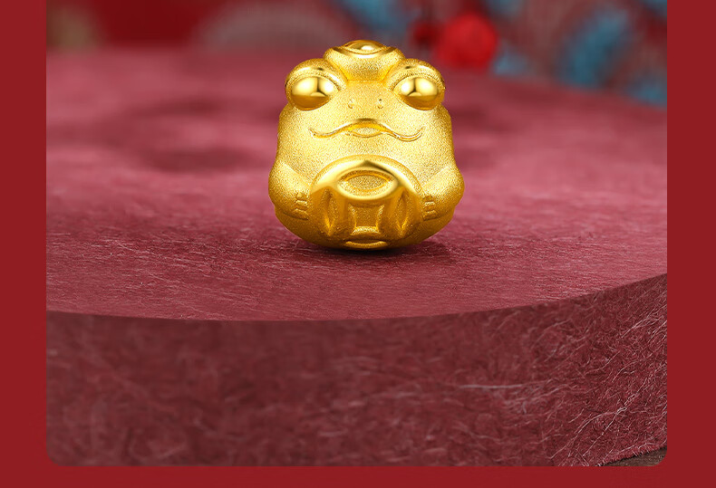 周六福 黄金转运珠男女款祥瑞金蟾手串3d硬金转运金蟾