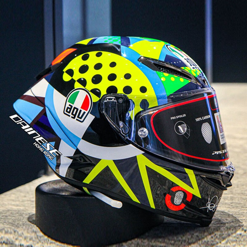 r变色龙冰蓝磨砂亮黑75周年摩托赛车碳纤维头盔全盔 锻造碳纤维冰蓝 s