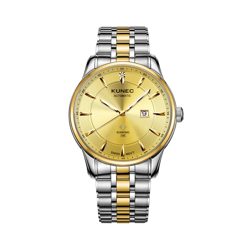 肯尼斯kunec手表瑞士名牌机械表男士时尚商务潮流18k金腕表间金金面