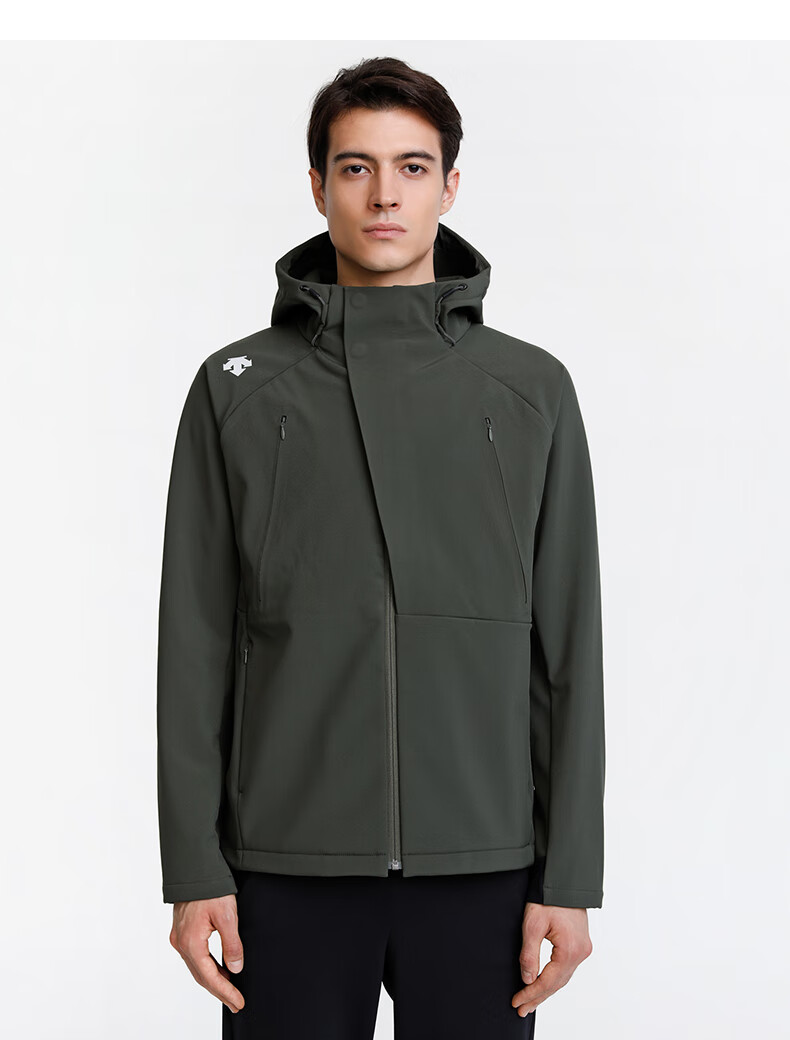 descente迪桑特 running 男子抓绒保暖梭织外套 d0431rjk47 卡其色-kk