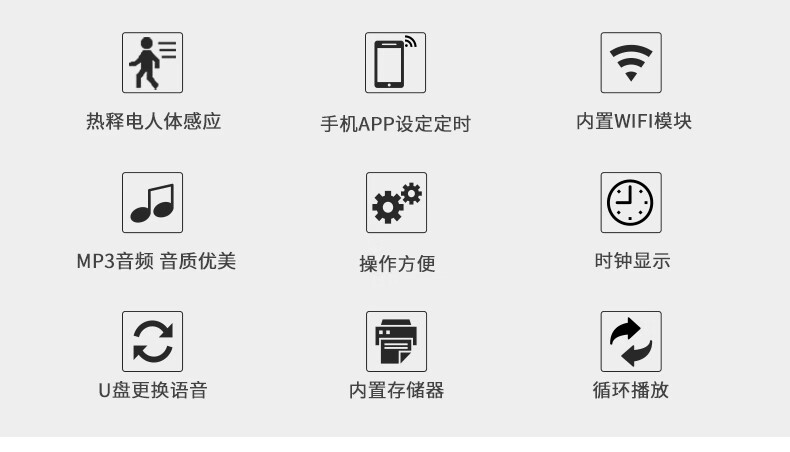 威尼安wifi定時語音提示器智能紅外線人體感應播報器上下班考勤防詐騙