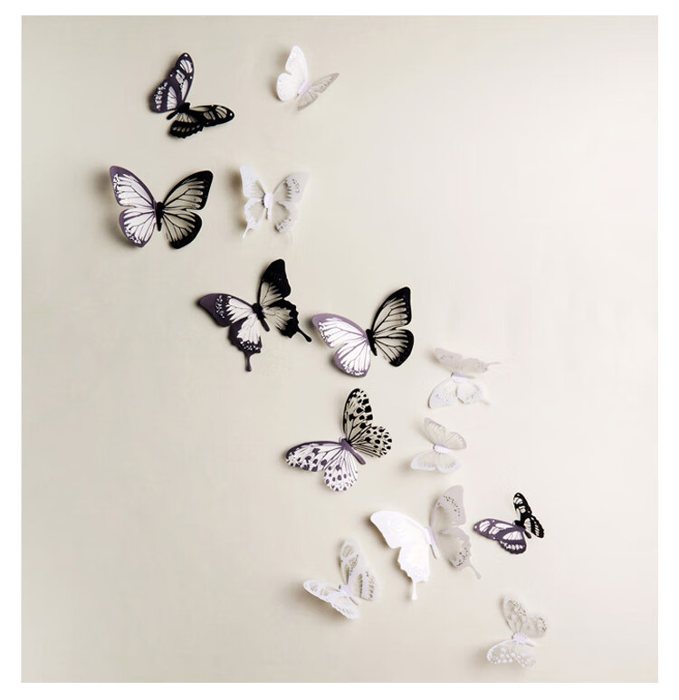 品宿舍贴纸创意3d立体仿真墙贴房间墙壁墙上贴画自粘 38只立体蝴蝶 中