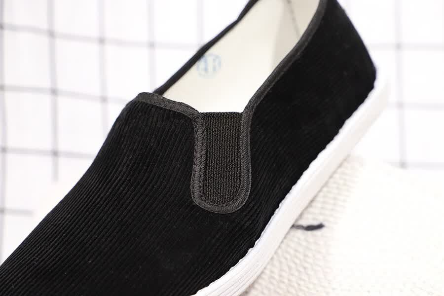 玺魅涑御坊条绒四季单鞋休闲透气吸汗民族风灯芯绒千层底布鞋新 黑色