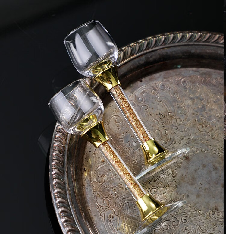 luxury 创意高脚金箔白酒杯礼品套装 个性化搭配无礼盒联系客服-单拍
