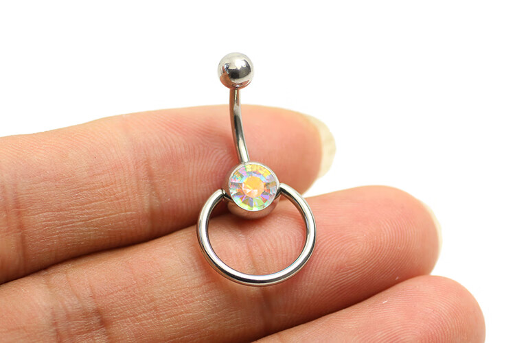欧美穿刺饰品钛钢性感经典圆环脐钉肚脐钉脐环肚脐环肚脐扣宝蓝钻