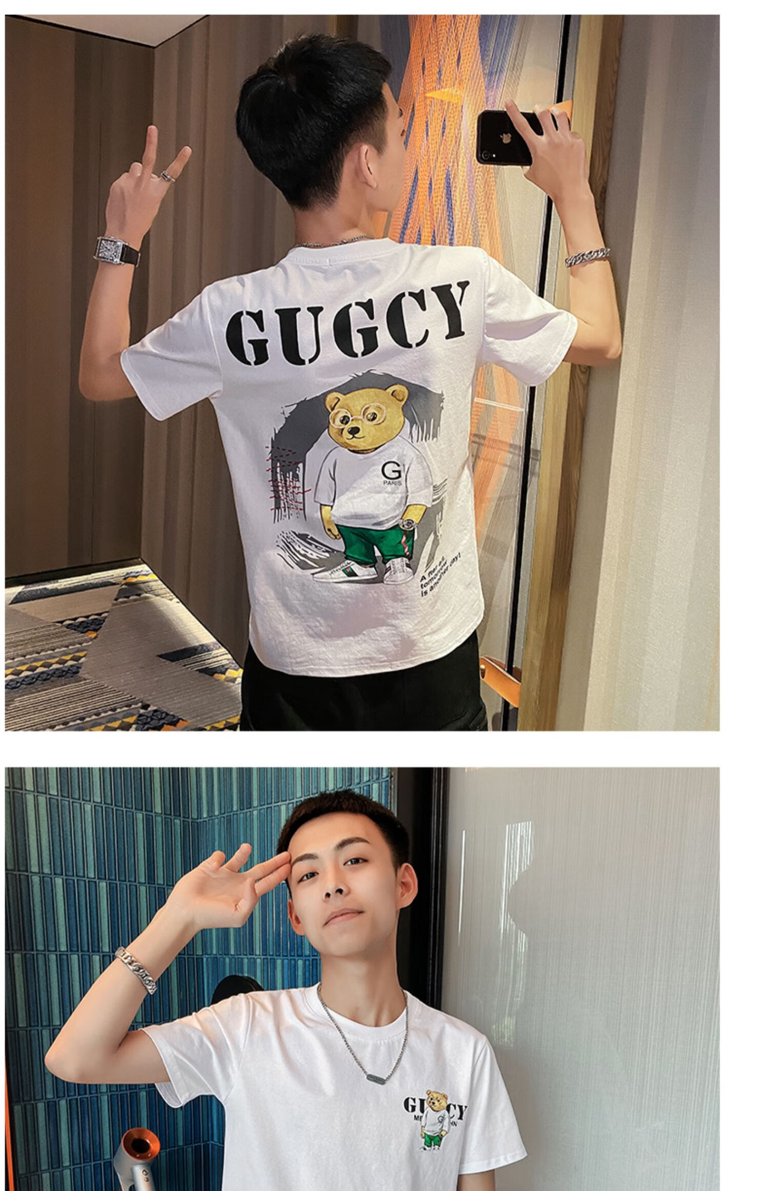 rwho香港潮牌休闲t恤男潮流短袖休闲痞帅夏季男装衣服t恤t57136橘色m