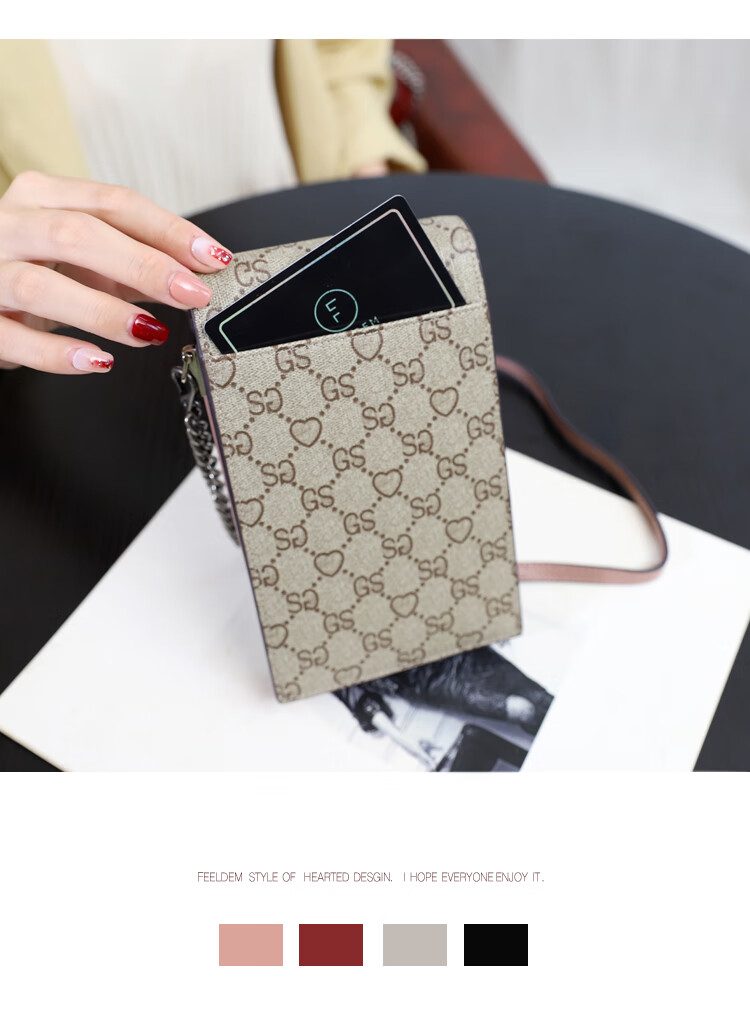 真皮手机包女2020新款竖款百搭斜挎链条包女包迷你放手机的小包包酒