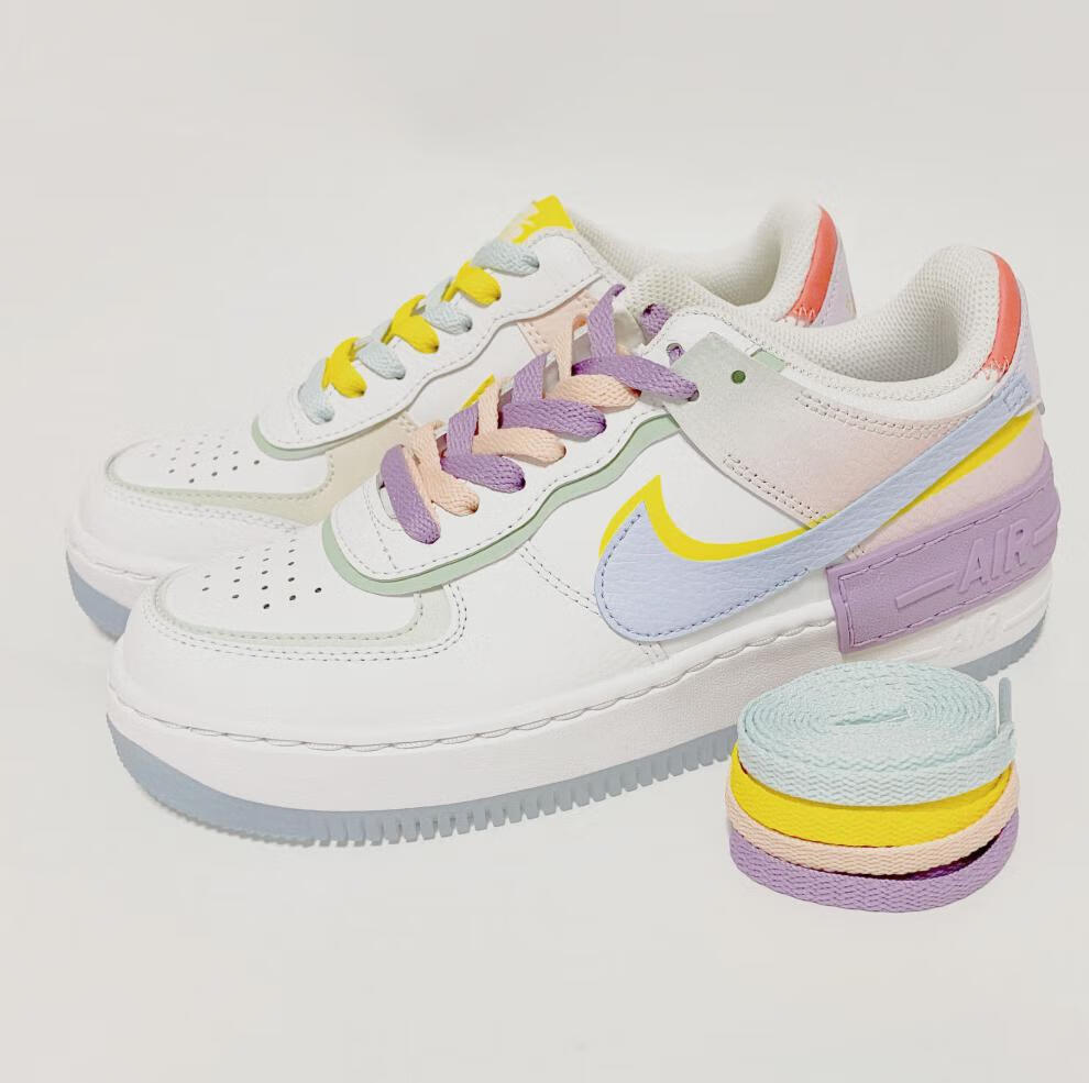 适配耐克空军一号马卡龙四色鸳鸯个性af1 shadow拼接可爱少女鞋带 2根