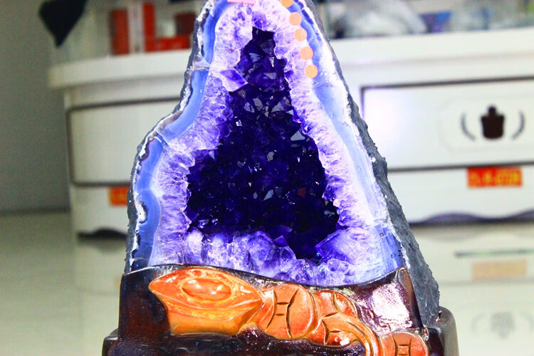 乌拉圭紫晶洞 紫水晶洞摆件 聚宝盆 玛瑙洞 消磁 紫罗兰 h20款 9.