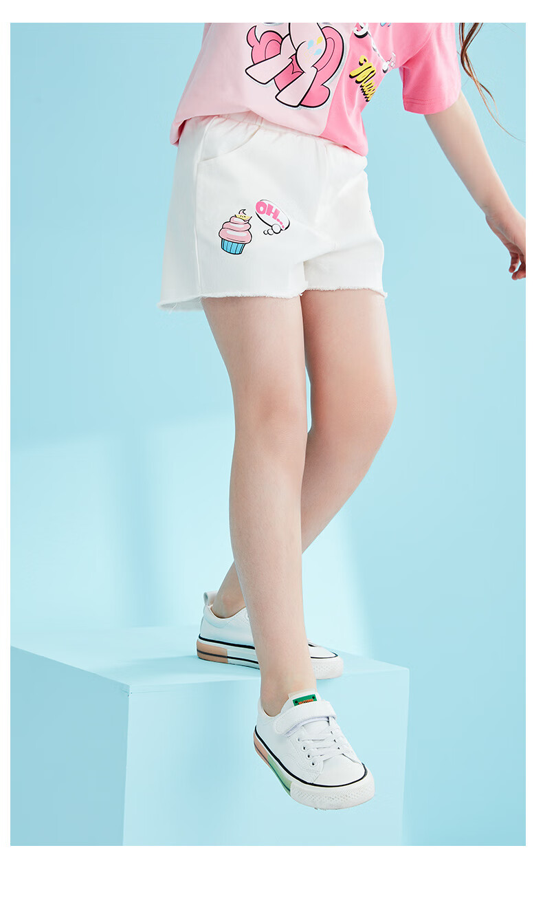 小马宝莉女童夏短裤2022新款薄款洋气时髦白色小女孩儿童休闲热裤
