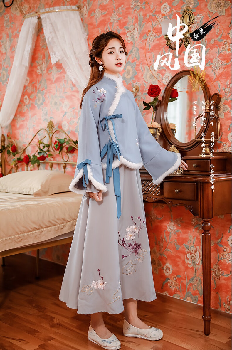 汉服女冬季过年汉服中国风汉元素民国风冬天加绒加厚秋冬改良古全套