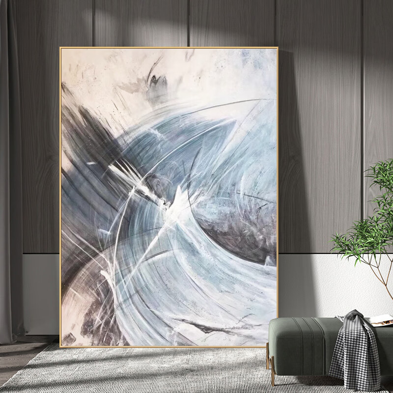 崇霖楚纯手绘油画高端定制走道玄关入户进门客厅沙发背景墙挂画现代