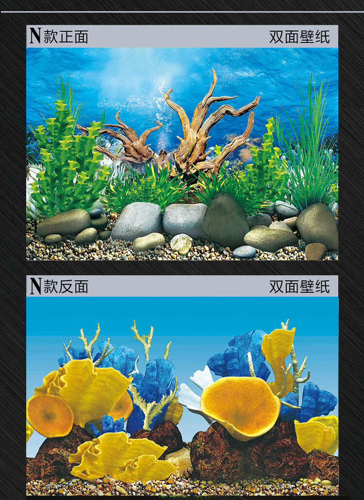 鱼缸背景画鱼缸背景纸高清图3d立体造景贴纸装饰珊瑚石水族箱壁纸l款