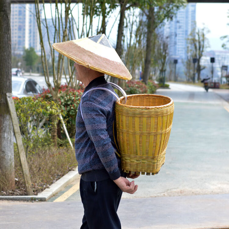 背篓竹编家用大号后背式采摘买菜竹筐收纳筐背篼采蘑菇筐 小号