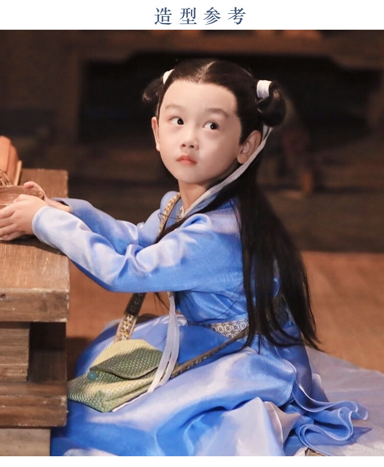 古装汉服假发头套儿童古风发髻丸子头白滚滚同款演出男童头套式 儿童t