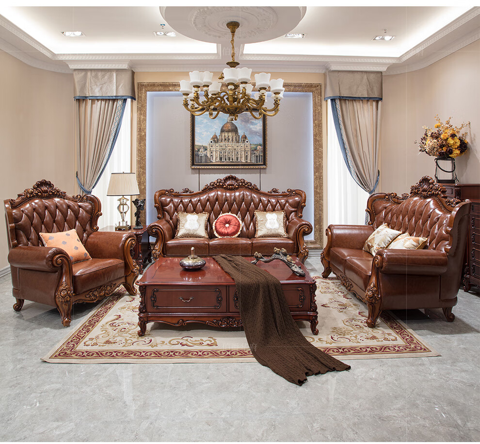 伯爵华府沙发欧式沙发美式实木沙发整装欧式三人位沙发贵妃位沙发客厅