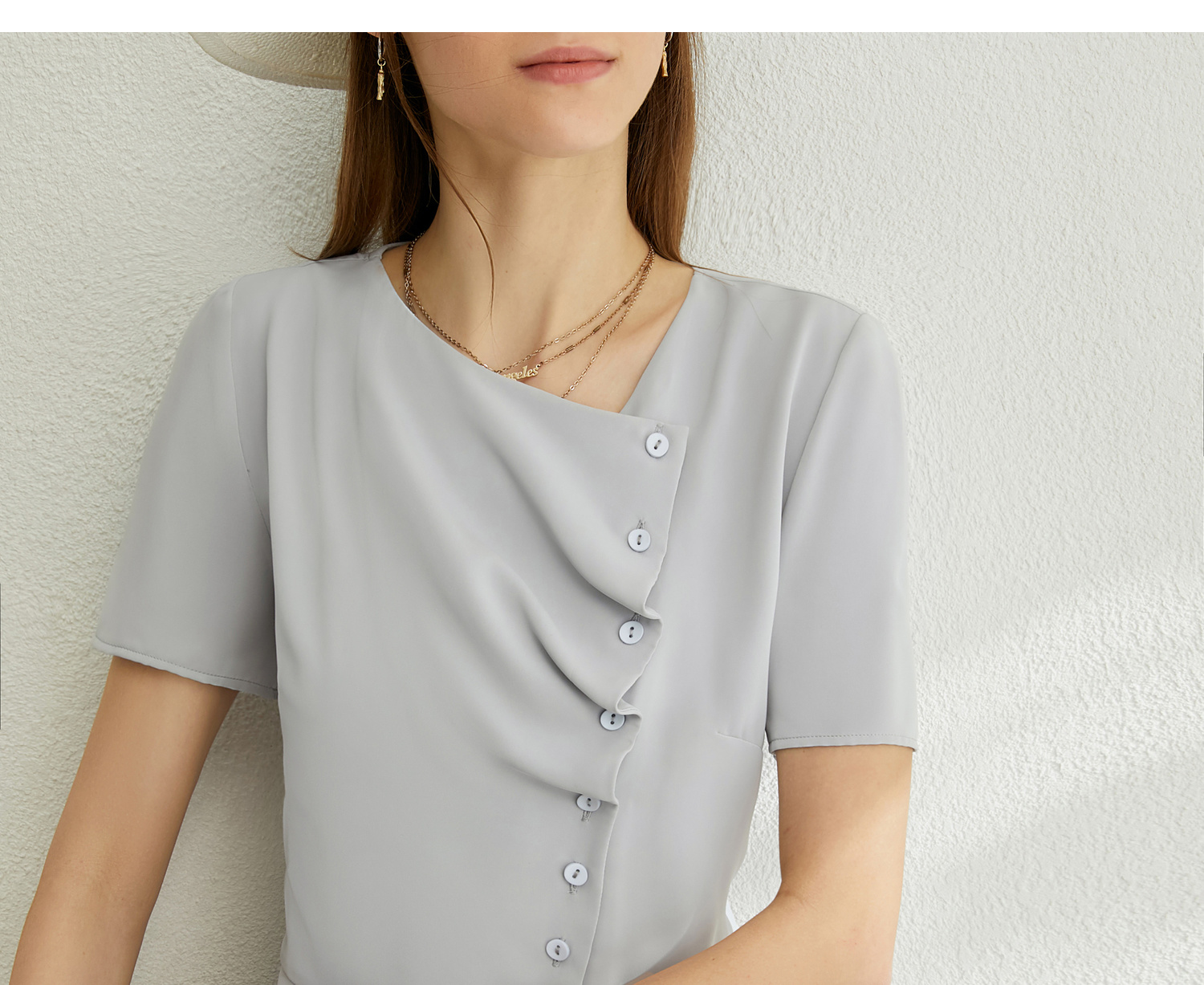 amii极简茶歇裙名媛连衣裙夏新款修身荡领短袖中长雪纺女裙 黑色 170