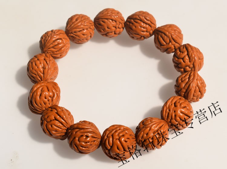 展缘 野生秦岭龙纹桃核核桃金刚原籽男女单圈文玩佛珠手串正圆 1.4-1.