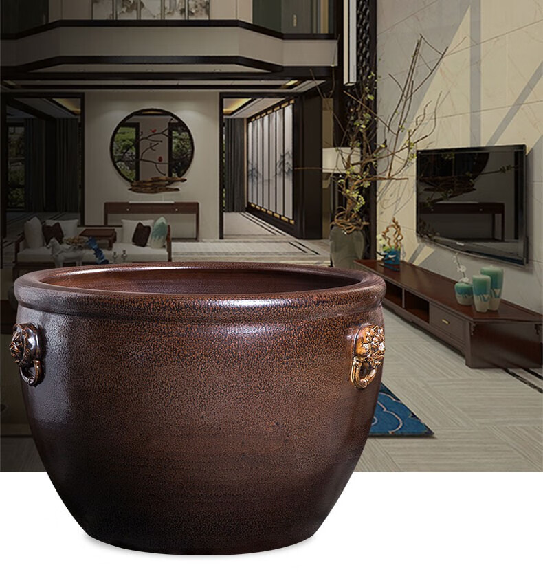 臻爵家饰复古景德镇陶瓷大缸养鱼缸老式水缸创意阳台庭院鱼缸造景风水