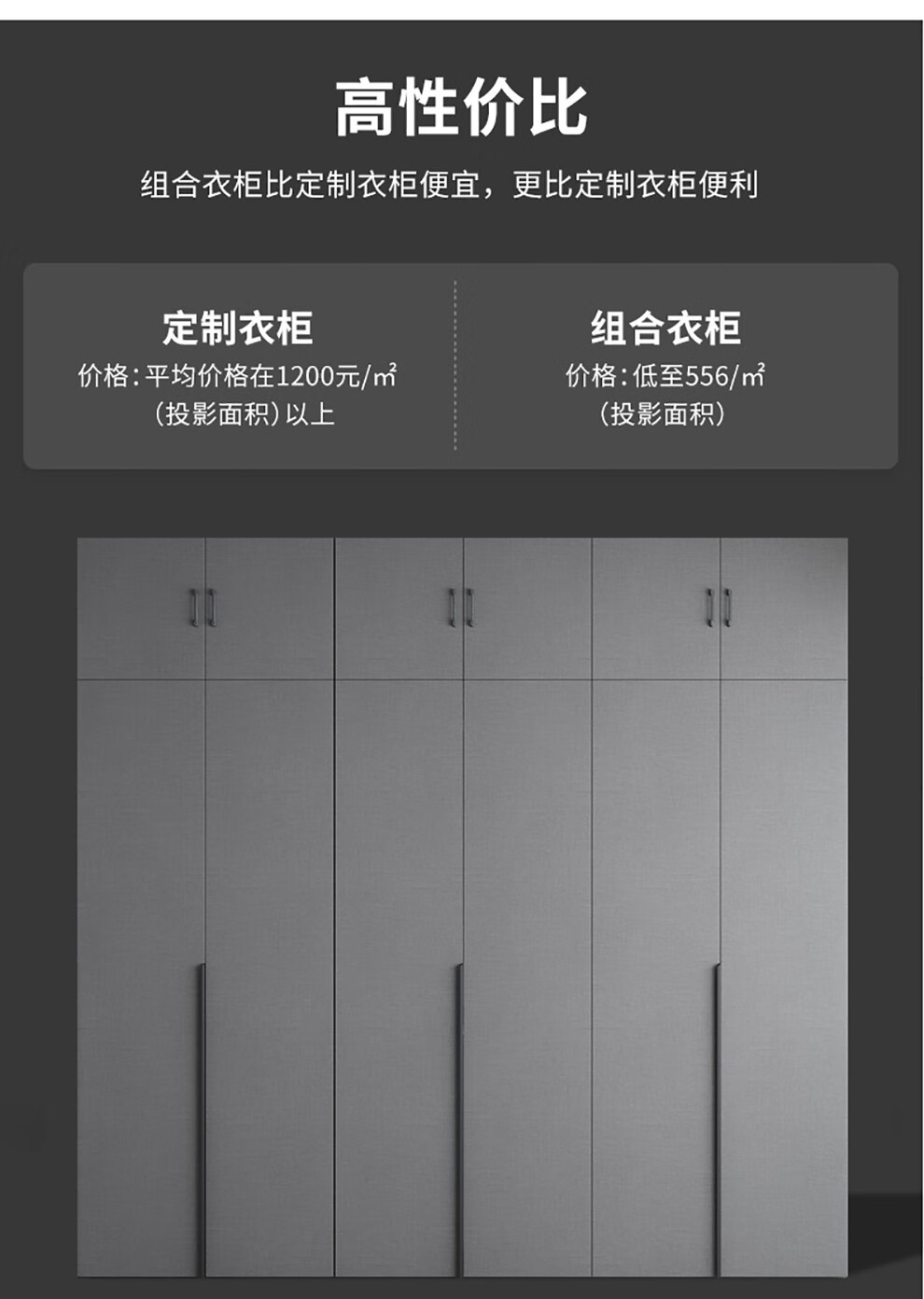 秋水长天 平开门衣柜卧室大衣橱木质大衣柜大容量储物柜子 布纹灰色 2