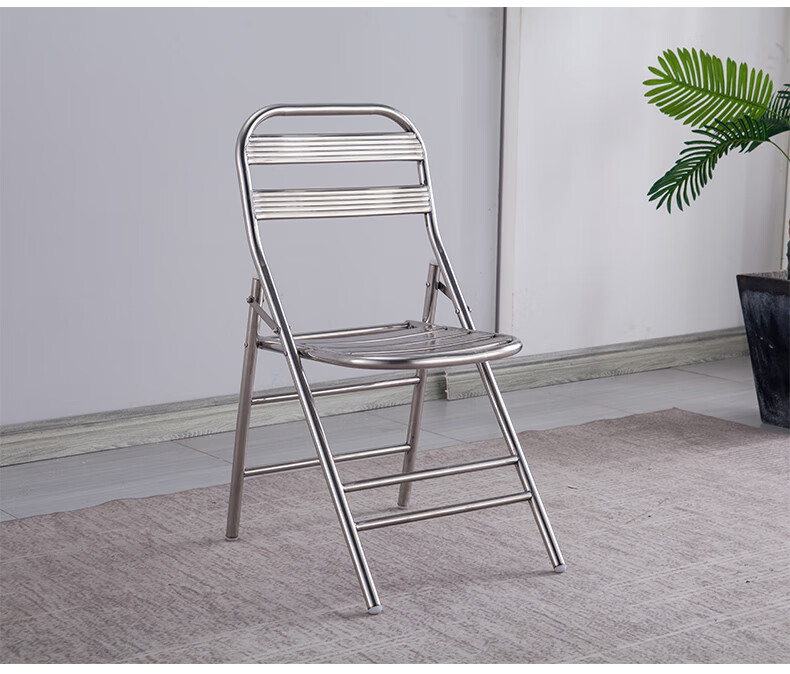 升宜居304不锈钢折叠椅子加厚户外靠背椅金属学生宿舍单人家用夏季304