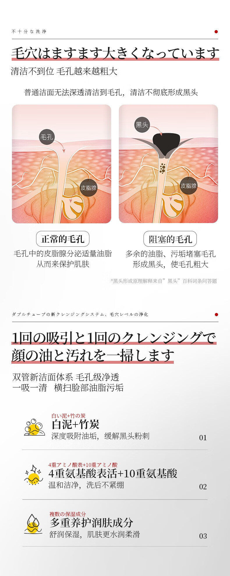 缔娅（DEEYA）DEEYA氨基酸白泥净澈双管洁面乳收缩毛孔控油深层清洁舒缓洗面奶 双管白泥洗面奶/100ml