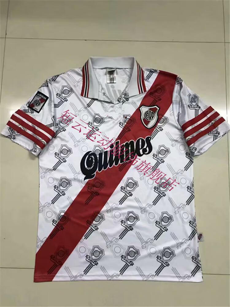 1996年经典复古球衣阿根廷河床队足球服 成人队服单上衣短云 主场白色