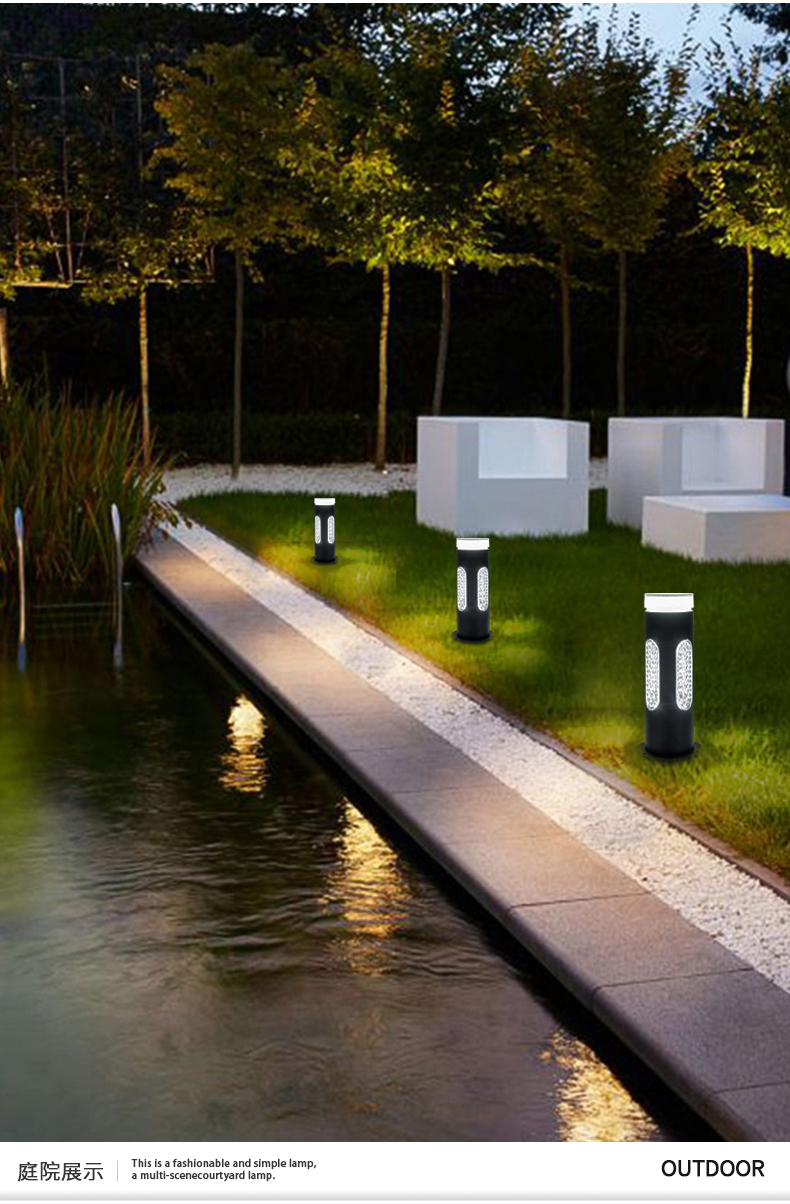 松泽升冠草坪灯庭院灯市电led户外防水草地灯现代简约花园别墅室外