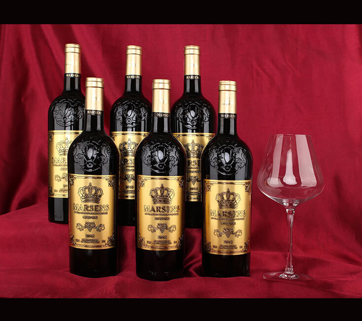 法国波尔多美森堡金标皇冠14度干红葡萄酒整箱高档礼酒宽肩雕花瓶