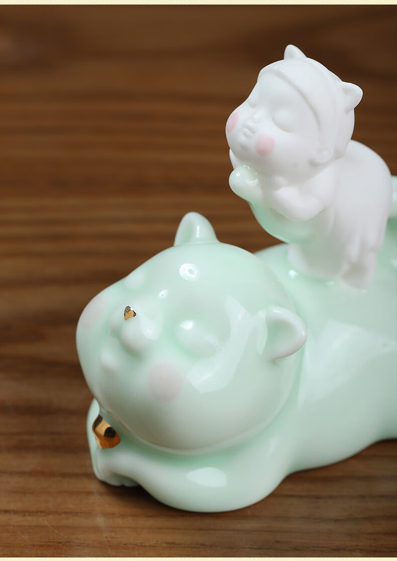 东方泥土陶瓷现代卡通可爱摆件办公室书房茶几茶宠桌面工艺装饰品h0